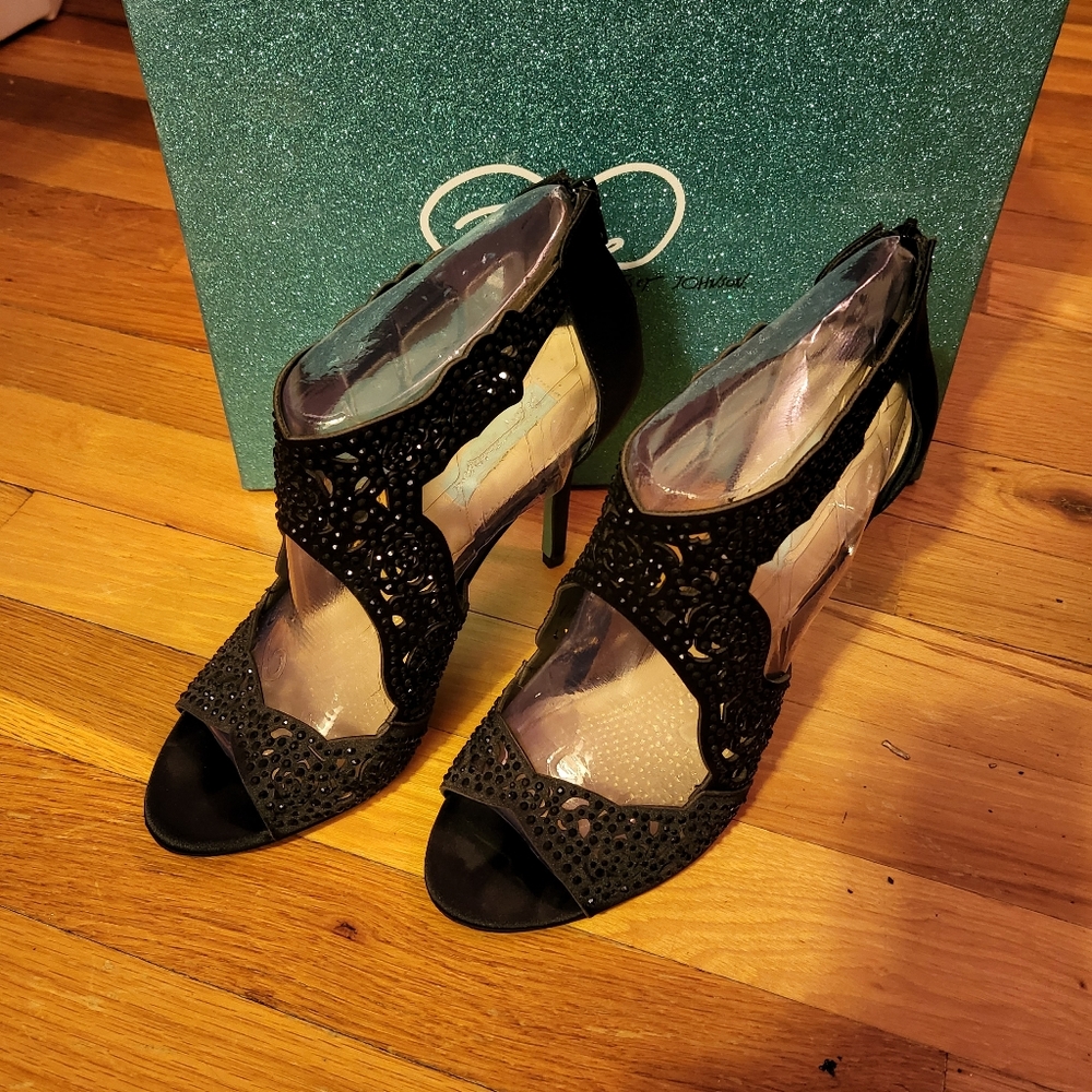 Betsey Johnson Satin beaded heels